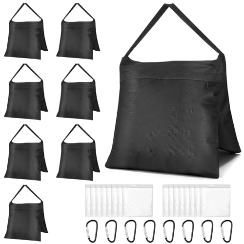 8 Packs Weighted Sand Bags, Heavy Duty Sandbags Weight Bags, Tripod Weight Sandbags for Canopy Tent, Umbrella Base, Backdrop Stand, Photo Tripod, Picnic Table,Fishing Chair (Black)