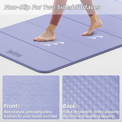 HAHE Foldable Yoga Mat 74"Lx32"Wx1/3"Thick, Folding Exercise Mats - color: Purple