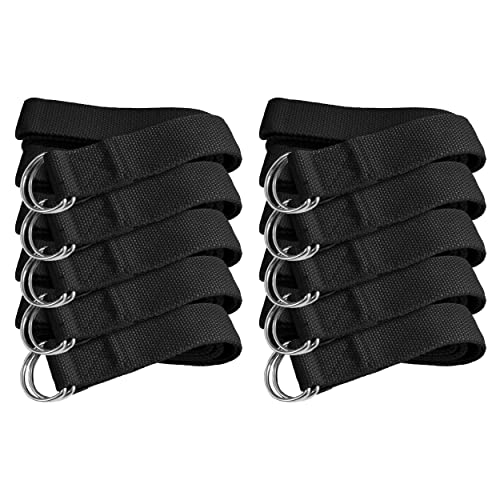 Bulk Yoga Straps, 10 Pack, 6ft, D-Ring Buckle | Adjustable Leg Stretching Strap for Muscle and Hamstring Stretch - Exercise Strap for Home,Gym, Schools and Studio - color: Black