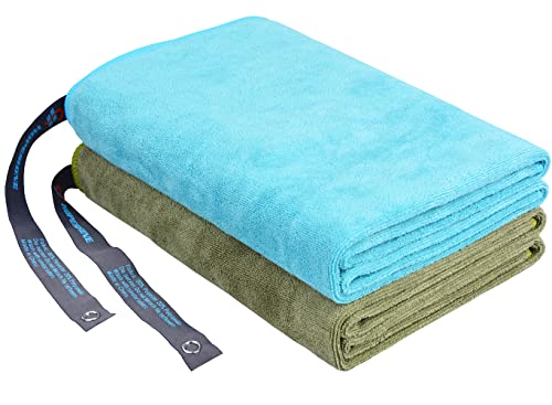 HOPESHINE Gym Towels for Men 20inch X 40inch Women Sweat Large Working Out Microfiber Sports Fast Drying Absorbent Compact Camping, Hiking, Backpacking, Yoga, Travel, Exercise 2-Pack - color: Turquoise+green 2-pack, size: 2-Pack 20inch X 40inch