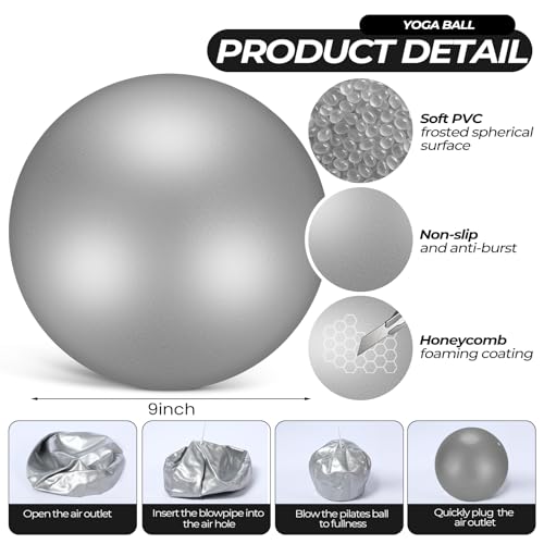 Seenelling 18 Pcs Pilates Ring and Ball Bulk Home Pilate Kit - color: Grey