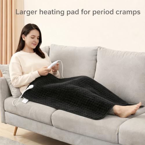 Full Back Heating Pad,20x40 Extra Large Heating Pad for Back Pain Relief,with 9 Temperature Controllers & 4 Auto-Off Timers,Dry/Moist Heat Therapy for Muscle,Joint,Menstrual Cramps (Black) - size: 20x40 Inch Black