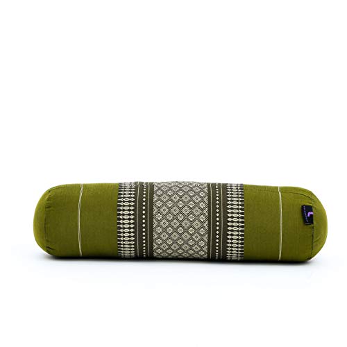 Leewadee Small Yoga Bolster – Shape-Retaining Cervical Neck Roll, Tube Pillow for Comfortable Reading, Kapok Filling, 22 x 6 x 6 inches - color: Sf17 - Green