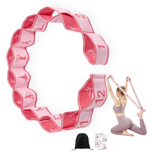 Fabric Exercise Straps, Number Stretch Resistance Bands with 10/12 Loops - color: Pink, size: 12Loops