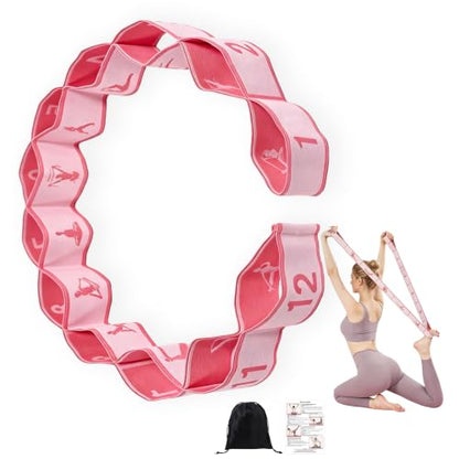 Fabric Exercise Straps, Number Stretch Resistance Bands with 10/12 Loops - color: Pink, size: 12Loops