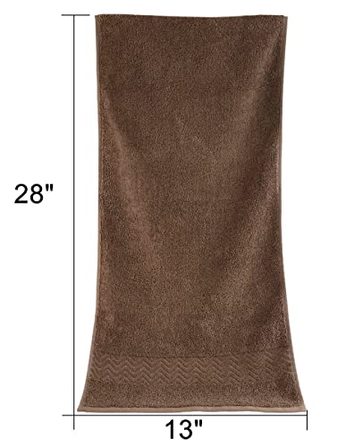 Cleanbear Bathroom Hand Towels, 100% Cotton Face Towels, 13” x 28” (Brown) | Soft Lightweight Quick-Drying Hand Towels Set of 2, Ideal for Hand, Face, Bath, Kitchen, Guests - color: Brown