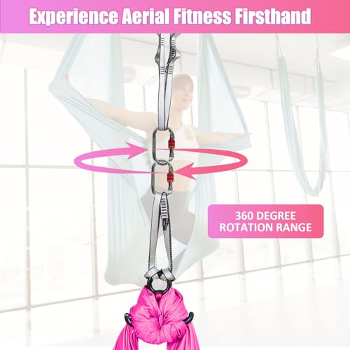 Aerial Silks Kit & Aerial Yoga Hammock - 11Yd Premium Fabric with Hardware | Easy Setup for Flying Yoga, Aerial Swing & Fitness - Supports Up to 14ft Rigging(Navy) - color: Hot Pink