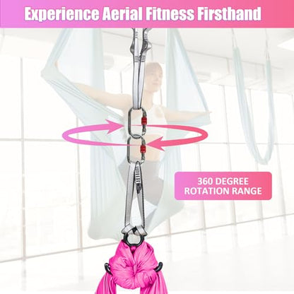 Aerial Silks Kit & Aerial Yoga Hammock - 11Yd Premium Fabric with Hardware | Easy Setup for Flying Yoga, Aerial Swing & Fitness - Supports Up to 14ft Rigging(Navy) - color: Hot Pink