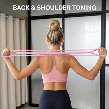 3 Pack Resistance Bands with Handles, Shoulder Trainer for Physical Therapy Home Workout Pilates, Ergonomic Grip Durable Exercise Bands - color: Pink (3 PCS)