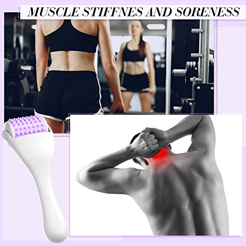 Tondiamo 2 Pcs Muscle Roller Portable Small Silicone Massager Roller Deep Tissue Muscle Massage Stick Cellulite Remover Scar Tissue Massager for Relief Face Neck Arm Back Leg(Purple,Silicone) - color: Purple, style: Silicone