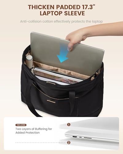 LOVEVOOK Tote Bag for Women, Work Tote with Laptop Compartment for Nurse Travel Commuter, Gym Tote Purse with Yoga Mat Strap