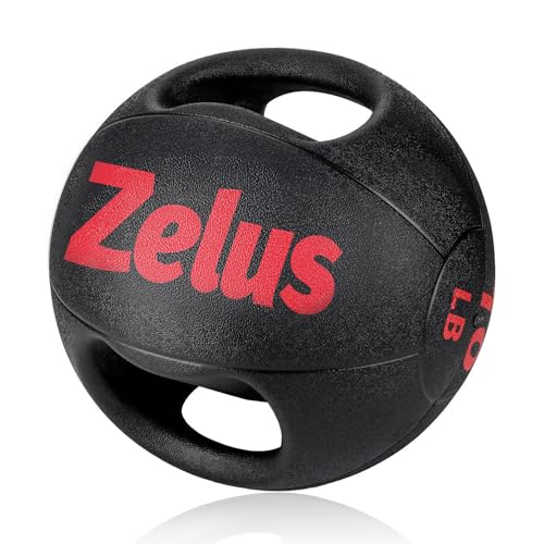 ZELUS 듀얼 그립이 있는 메디신 볼 | 0.6kg(10/20파운드) 운동 공 | 손잡이가 있는 웨이트 볼 | 질감 있는 그립 운동 공 | 근력 훈련 | 코어 운동