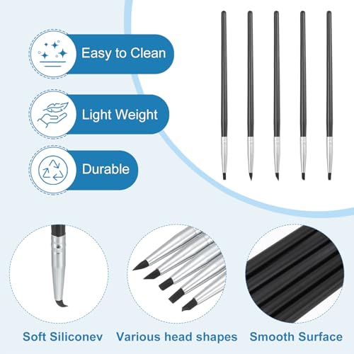 PATIKIL Silicone Clay Sculpting Tool, 15 Pcs Clay Shaping Tool Soft Rubber Modeling Dotting Tool for Pottery Clay Craft Painting Nail Rock, Black (3mm) - color: Black, size: 3mm