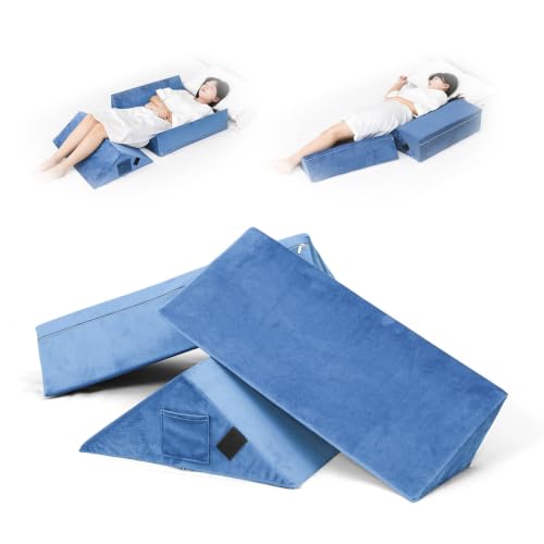 Fanwer Positioning Wedge Pillow for Side Sleeping (3 in 1),23.6",Light Blue - color: Light Blue, size: 23.6in