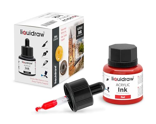 Liquidraw Acrylic Drawing Ink - 10 x 1.18 fl oz (35 ml) Bottles with Ink Dropper | Suitable for Painting, Art Drawing & Design | Great for Professionals, Artists, Students & Hobbyists | Craft Gift - style: Set of 10 (Assorted Colours)