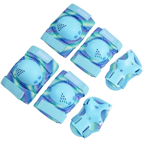 BOSONER Kids/Youth Knee Pad Elbow Pads for Roller Skates Cycling BMX Bike Skateboard Inline Rollerblading, Skating Skatings Scooter Riding Sports - color: Blue Fade, size: Medium(6-15 years)