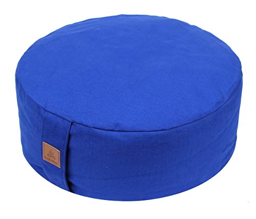 Zafu Buckwheat Meditation Cushion,D=13"/16" H=5.5",Round Zabuton Meditation Pillow,Yoga Bolster Kneeling Pillow Premium Yoga Pillow for Sitting on Floor Zippered Cotton Cover - color: Blue, size: 13”x13”x5”