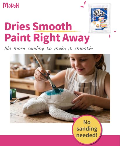 MODOH Instant Paper Mache Powder - 3.3 lbs White Papier Mache with Aluminum Mesh, Just Mix 3:1 with Water, Non-Toxic, Certified Safe for Kids & Adults, Great for School Projects & DIY Art - color: White