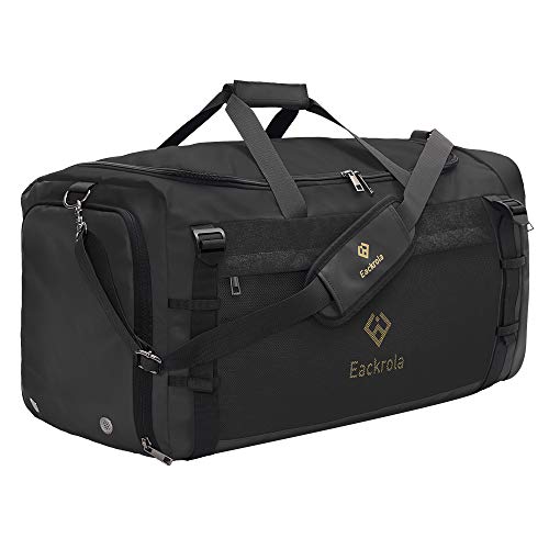 Large Sports Gym Bag, Travel Duffel bag with Wet Pocket & Shoes Compartment for men women, 65L, Lightweight（Black） - color: Black, size: 65L