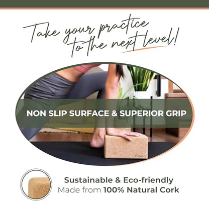 Y O Gayo Premium Cork Yoga Blocks – Durable & Sturdy Natural Cork Yoga Blocks for Stability, Balance, Alignment, Stretching, and Support in Yoga & Pilates