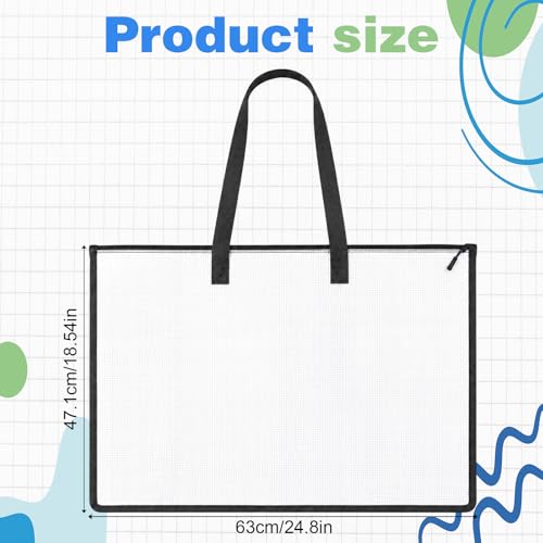 Andibro 19 x 25 Inch Art Portfolio Case, Clear PVC Art Portfolio Bag Portfolio Folder for Artwork with Handle Zipper for Artwork Posters Scrapbooks Keepsake Supplies