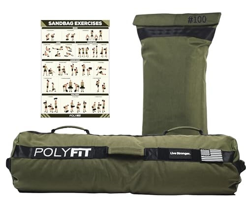 Polyfit Workout Sandbag Pro - Exact Sizing with Triple Closure Filler Bag - color: GREEN, size: 100 LB