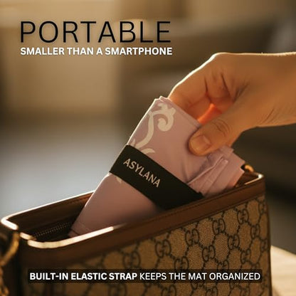 Portable Islamic Pocket Prayer Mat, Waterproof & Lightweight Thin Travel Sajjadah, Foldable Compact Small Muslim Praying Rug with Elastic Band, Essential Salah Gift Accessory - color: Steppe Lilac