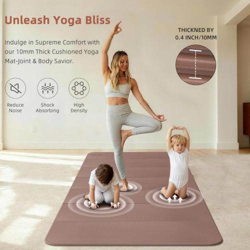 Foldable Yoga Mat 74"x47.2"x 0.4" – Large Yoga Mat - color: Brown+Apricot