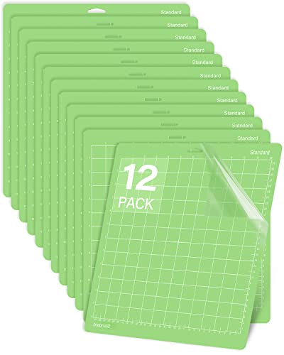 Gwybkq Cutting Mat, Compatible With Maker 3/Maker/Explore 3/Air 2/Air/One 12 Pack 12x12 Cut Mats Replacement Accessories Adhesive Sticky Green Cricket Standard Card - color: Green(Standard)