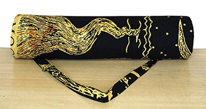 INDIAN CRAFT CASTLE ICC Yoga Mat Bag Carrier Full-Zip Exercise Yoga Mat Carry Bag for Women Men with Multi-Functional Storage Pockets and Adjustable Shoulder Strap 26X6 Inches - style: Crying Wolf Yellow