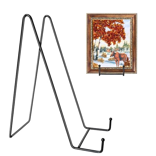Kruodop 4 pack of 12 inch plate stands for display, black metal frame holder stands for plates, picture frames, books, small easels, decorative plates, photos, platters, and tabletop art(black)