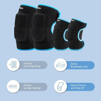 Elbow Pads and Knee Pads for Kids,Protective Pad Sets with Thickened Pad - color: Blue, size: Small