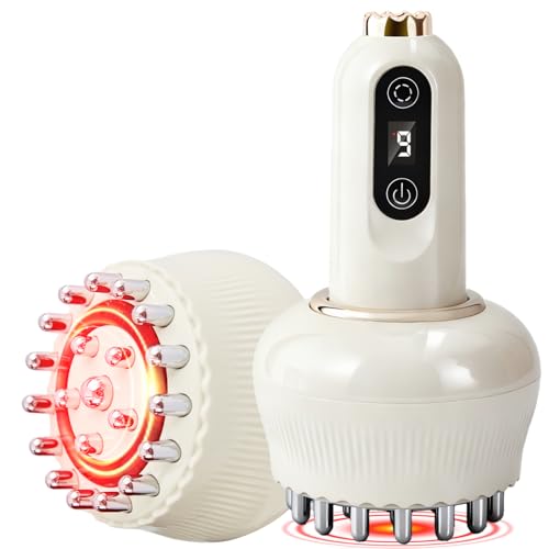 Lymphatic Drainage Massager & Anti Cellulite Massage Tool, Helps Reduce Stretch Marks & Cellulite, for Legs, Arms & Belly, Body Sculpting Machine with Light, Heat & Vibration - color: Beige