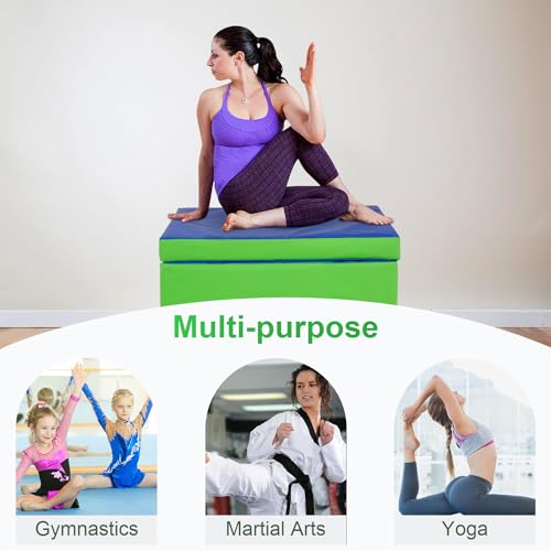 BestMassage Gymnastics Mat Incline Mat Tumbling Mat Folding Gymnastic Tumbling Mat Indoor/Outdoor Exercise Mat Home Gym Yoga Mat with Handle - size: 34 x 24 Inches