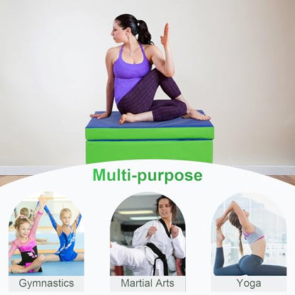 BestMassage Gymnastics Mat Incline Mat Tumbling Mat Folding Gymnastic Tumbling Mat Indoor/Outdoor Exercise Mat Home Gym Yoga Mat with Handle - size: 34 x 24 Inches