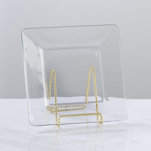 TRIPAR Decorative Twisted Wire Stand, Brass Display (4 Inch Depth) Tabletop Easel Sleek & Modern Look - Perfect for Books, Plates, Photos & More - color: Brass, size: 4 Inch
