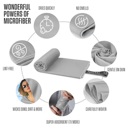 VENTURE 4TH Quick Dry Microfiber Towel for Camping & Gym - Light Gray Large - color: Light Gray, size: 60.00" x 31.50"