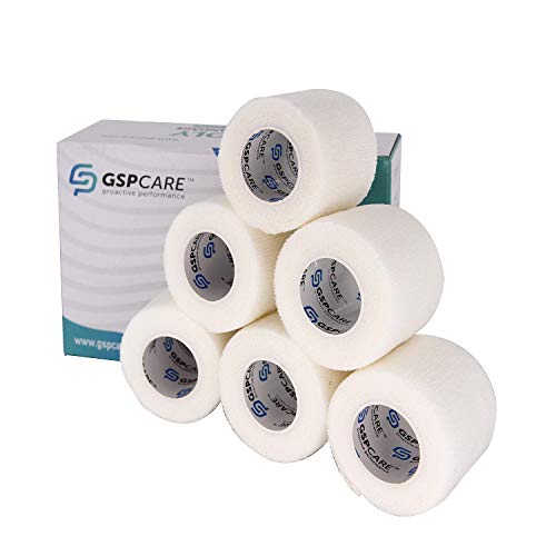 Self Adherent Cohesive Bandages Wrap 6 Count 2" x 5 Yards, Medical Tape for People and Pets, Adhesive Flexible Breathable First Aid Non Woven Rolls, Stretch Athletic, Ankle Sprains & Swelling, Sports - color: White, size: 6 Count (Pack of 1)