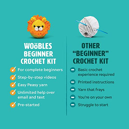 The Woobles Crochet Kit for Beginners (JoJo the Bunny) | As seen on Shark Tank, Kit includes: Easy Peasy Yarn, pre-started piece, hook, safety eyes, stuffing, video tutorials - color: JoJo The Bunny