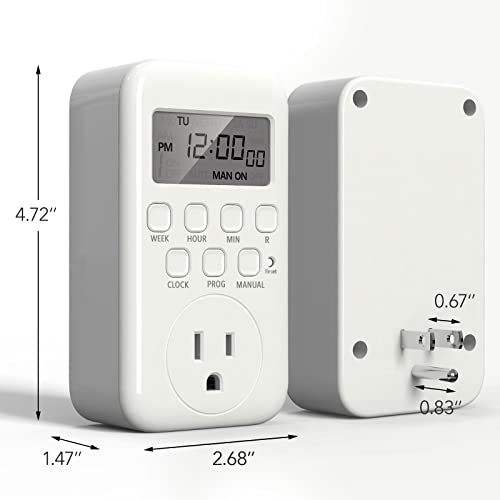 BN-LINK Digital Outlet Timer for Light, 7 Days Programmable Timer for Lamps - color: 7 Day, Single Outlet, 1-pack