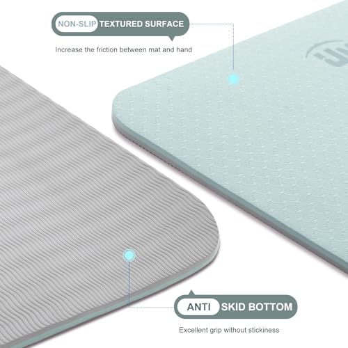 UMINEUX Yoga Mat Extra Thick 1/3'' & 2/5" Non Slip Yoga Mats for Women Eco Friendly TPE Fitness Exercise Mat with Carrying Sling & Storage Bag - color: Matcha Green & Gray, size: 72"x24"x2/5"