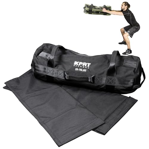 XPRT Fitness Workout Sandbag for Heavy Duty Workout Cross Training 7 Multi-positional Handles - Color Army Green/Black/Camo - color: Black, size: Small