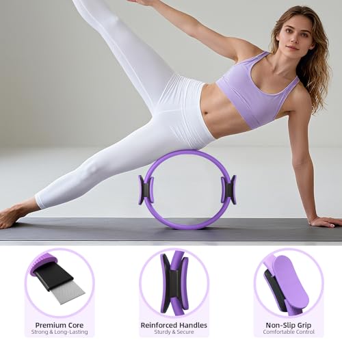 Pilates Ring Kit for Women, Pilates Equipment Accessories, Home Workout Set with Magic Circle, Mini Exercise Ball, Ankle Resistance Bands & Yoga Socks, for Fitness, Toning & Better Me Gifts - size: 11 Count(Pack of 1)