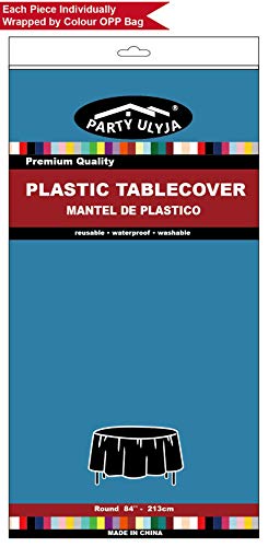 Navy Blue Plastic Tablecloths 2 Pack Disposable Table Covers 84 Inches Circle Shower Party Tablecovers PEVA Vinyl Dark Table Cloths for Parties Birthdays Weddings Banquet's 6 ft Round Table Use - color: A03 Navy Blue