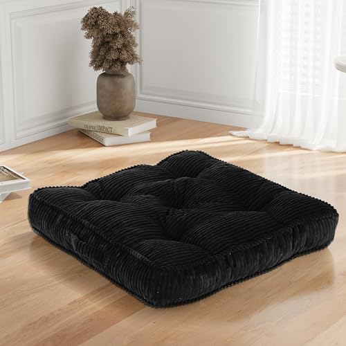 Meditation Floor Cushion, 22x22 Tufted Floor Pillow for Adults - color: Dark Grey, size: 22x22x4 inch