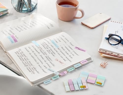 Post-it Pastel Color Tabs, 3 Colors, 3x3 inches, 24-Pack | 36 Tabs/Pack, 864 total, Gradient Blue, Pink, Clear - style: 24 Pack