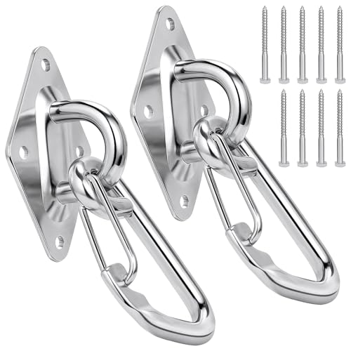 M10 Hammock Hooks Kit, 2-Pack Heavy Duty 304 Stainless Steel Pad Eye Hooks - size: 2 × M10 + Snap Hooks