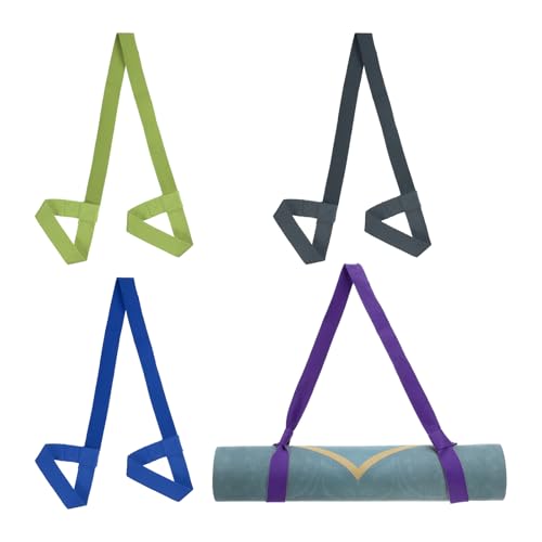 PATIKIL Yoga Mat Strap Adjustable Yoga Mat Carrier Straps Sling Cotton Anti Slip Mat Holder Stretching Band for Exercise - color: Dark Green/Dark Grey/Navy Blue/Dark Purple