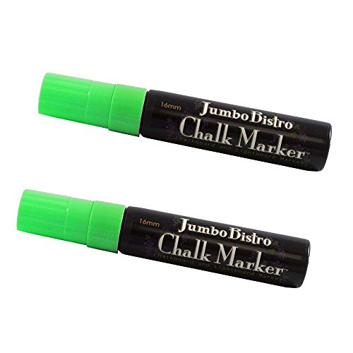 JAM PAPER Dustless Erasable Chalk Markers - Jumbo Point Liquid Chalk Marker - Lime Green - 2/Pack - color: Lime Green