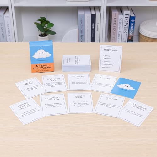 100 Mindful Meditations Cards – Mindfulness & Meditation Self‑Care Prompts | Desk & Travel Deck for Stress Relief, Focus, Motivation & Well‑Being - style: Meditation Cards